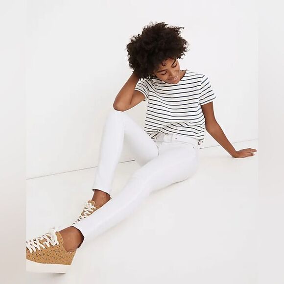 Madewell Size 24 High Rise 10” Skinny Jeans Pure White - Picture 2 of 5